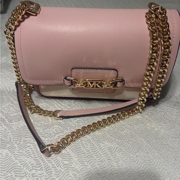 Michael Kors Blush Pink “Heather” Crossbody Bag with Gold Chain - Picture 1 of 16